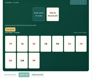 Gin Rummy game screen