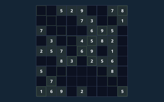 Diagonal Sudoku playing interface