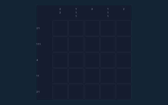 Nonogram playing interface